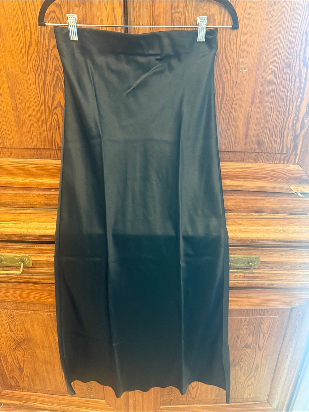 Quince Black Silk Midi Slip Skirt - Small